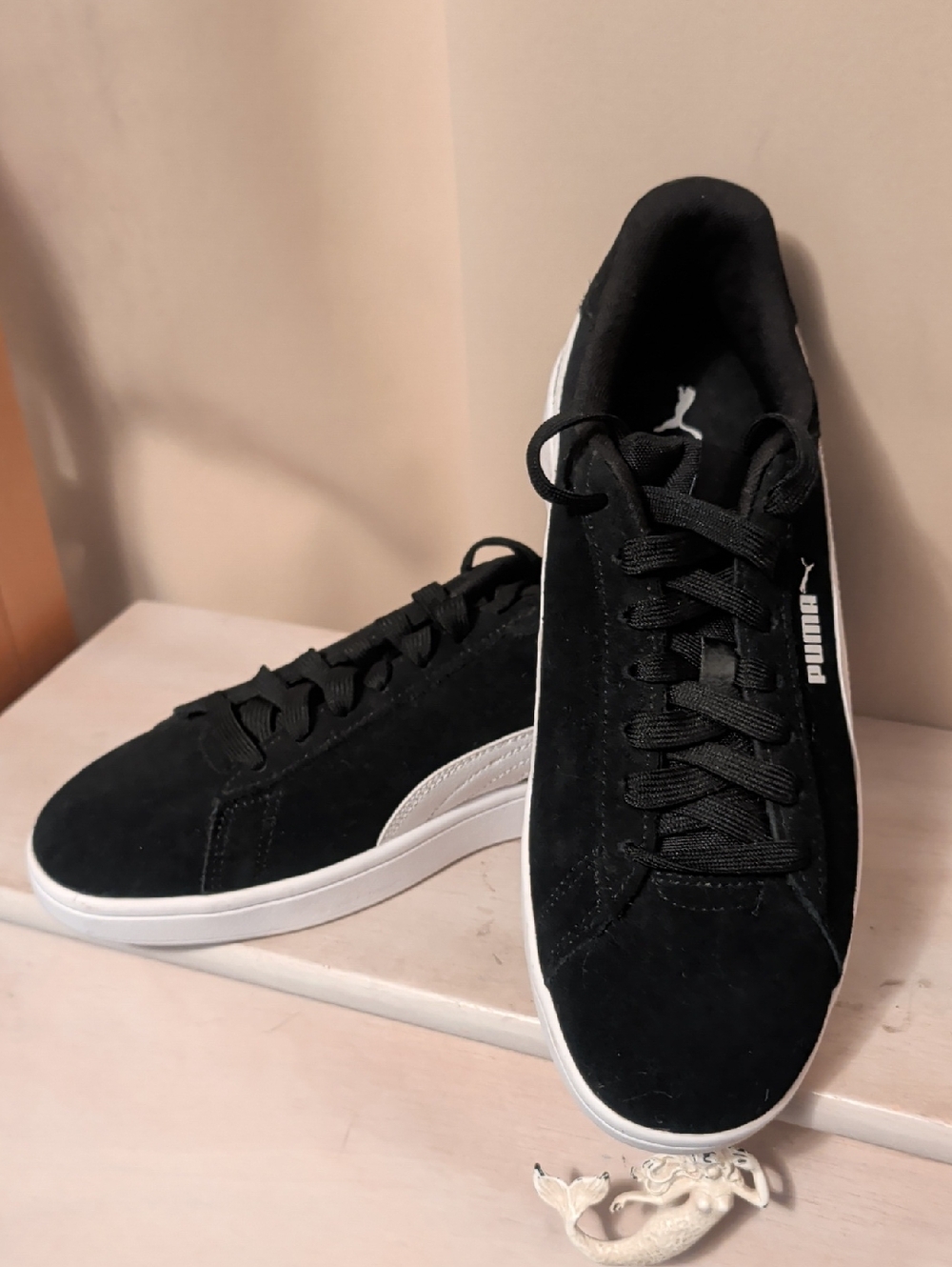 Puma Men’s Black and White Low-Top Suede Sneakers